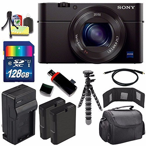 Sony Cyber-shot DSC-RX100M3 Digital Camera + Extra battery + Charger + 128GB Bundle 8 - International Version No Warran