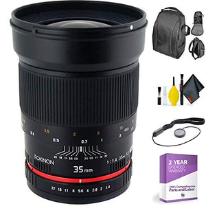 ROKINON 35 1.4 Lens for Olympus + Deluxe Lens Cleaning Kit Bundle