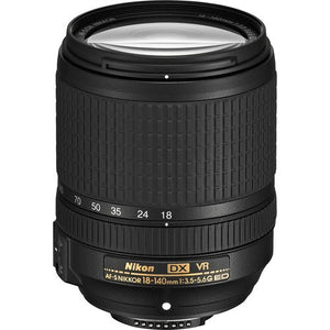 NIKON 18-140MM F/3.5-5.6G ED AF-S DX VR Lens with 1 Year Warranty, 12 in Flexible Tripod and 72 in Professional Heavy Al