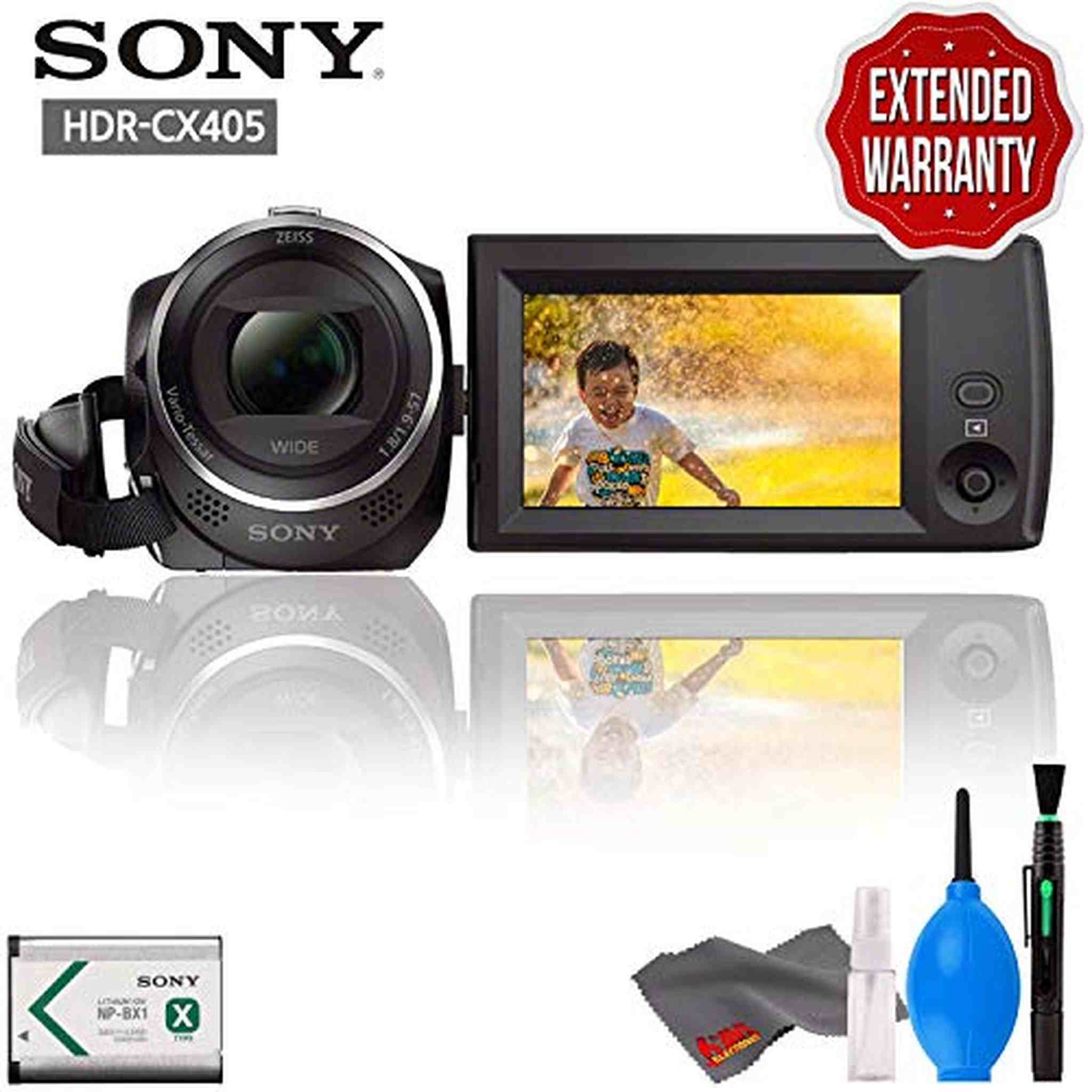 Sony HDR-CX405 HD Handycam with Cleaning Kit and Extended Warranty
