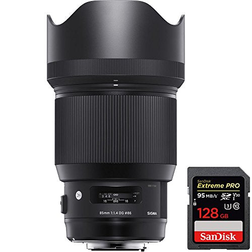 Sigma (321954 85mm F1.4 DG HSM Art Full-Frame Sensor Lens for Canon + Sandisk Extreme PRO SDXC 128GB UHS-1 Memory Card