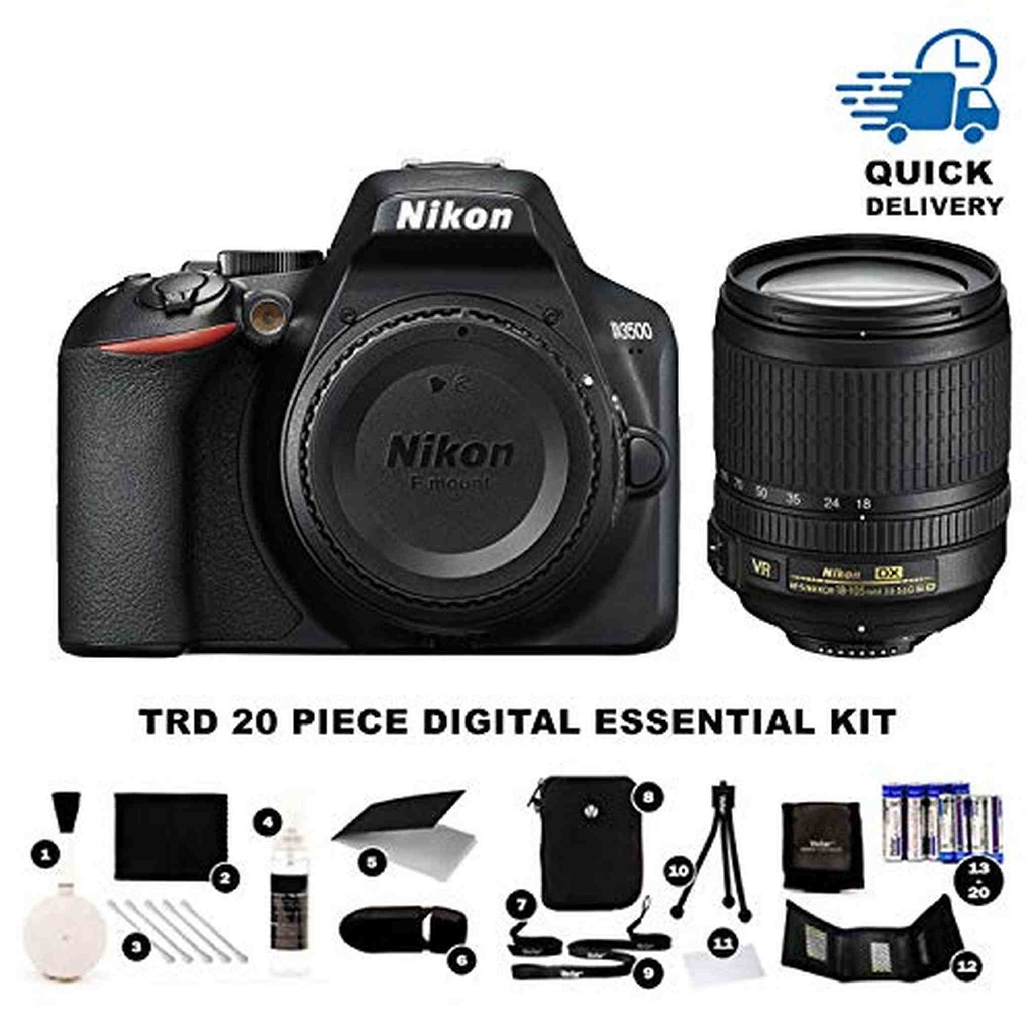 Nikon D3500 DX-Format DSLR Two Lens Kit with AF-P DX NIKKOR 18-55mm f/3.5-5.6G VR & AF-P DX NIKKOR 70-300mm f/4.5-6.3G E - Used Nikon