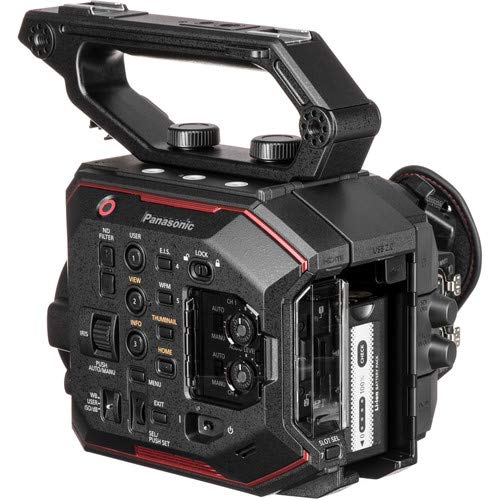 Panasonic AU-EVA1 Compact 5.7K Super 35mm Cinema Camera W/ 256GB Memory Card, Mic, and External Monitor