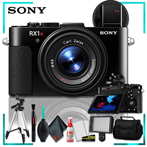 Sony Cyber-shot DSC-RX1R Digital Camera Intl Model + 72 Inch Heavy Duty Tripod + Professional LED Video Light + Camera Case + Cleaning Kit