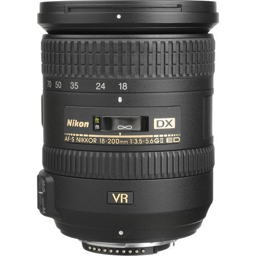 NIKON 18-200MM F/3.5-5.6G ED AF-S DX VR II Lens with 1 Year Warranty Sandisk 64GB and 128GB Extreme Memory Card Bundle
