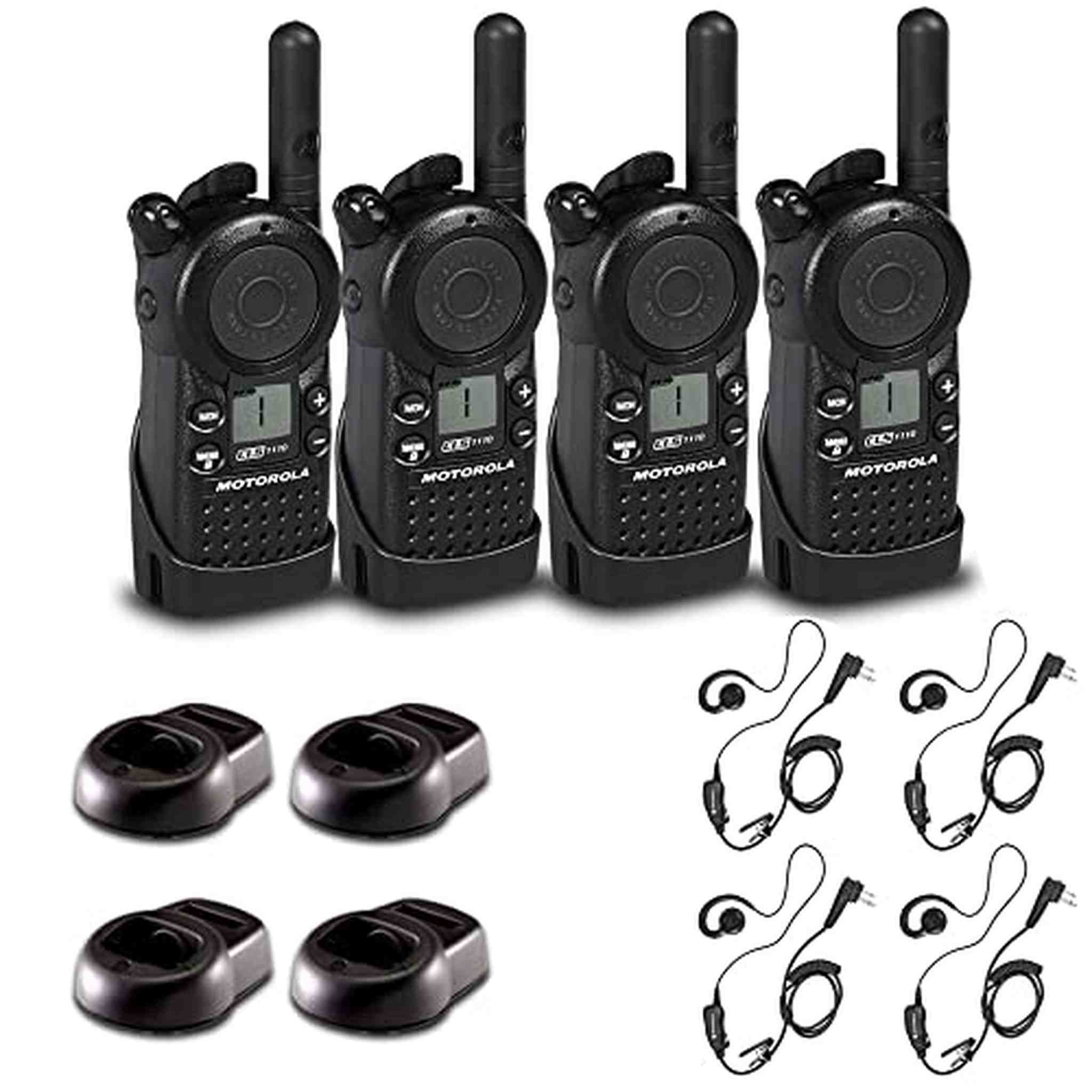 4 x Motorola CLS1110 UHF 1W 1-Channel 2-Way Radio - 4 Pack With Mic Bundle Motorola Solutions