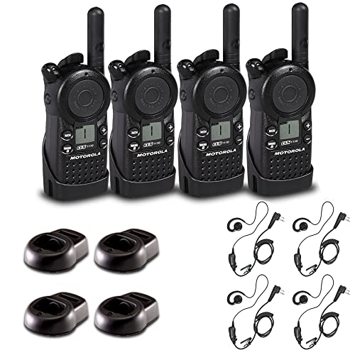 4 x Motorola CLS1110 UHF 1W 1-Channel 2-Way Radio - 4 Pack With Mic Bundle