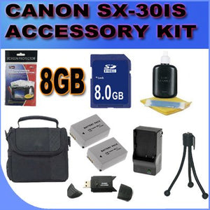 BigVALUEInc Accessory Saver Bundle Kit for Canon Powershot SX30IS SX30 SX-30IS Digital Camera 8GB SDHC Card, Card Reader