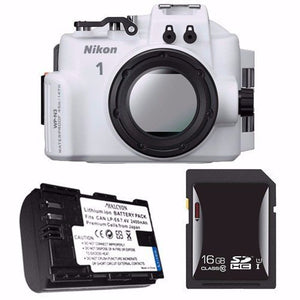 Nikon WP-N3 Waterproof Housing for Nikon 1 J4 or S2 Camera and NIKKOR 11-27.5mm or 10-30mm Lens + EN-EL22 Battery + 16GB SDHC Card Saver