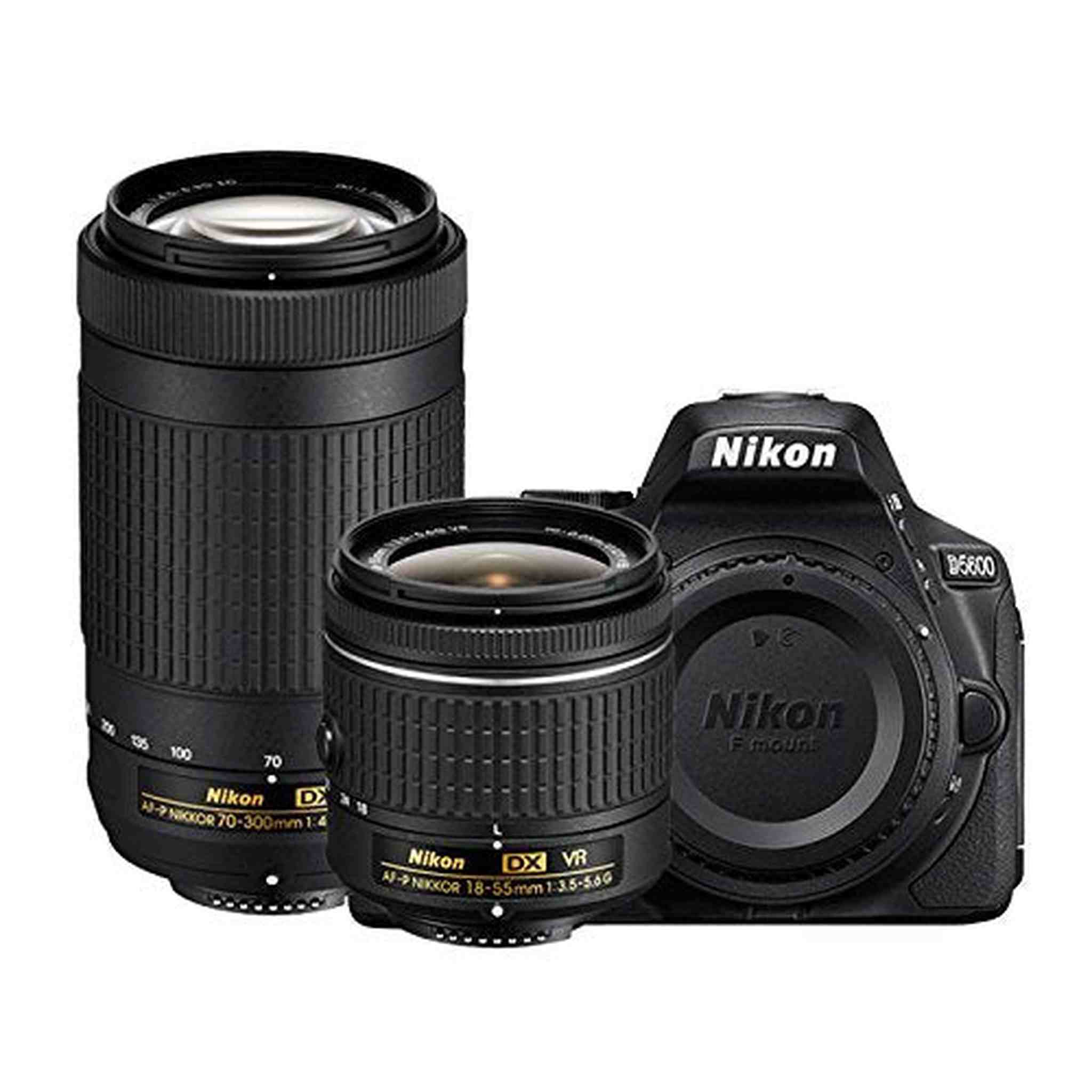 Nikon D5600 Digital SLR Camera with 18-55mm VR & 70-300mm DX AF-P Lenses - Renewed - Reconditioned Nikon