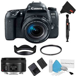 Canon EOS 77D DSLR Camera with 18-55mm Lens Basic Bundle + 50mm Lens International Model Canon