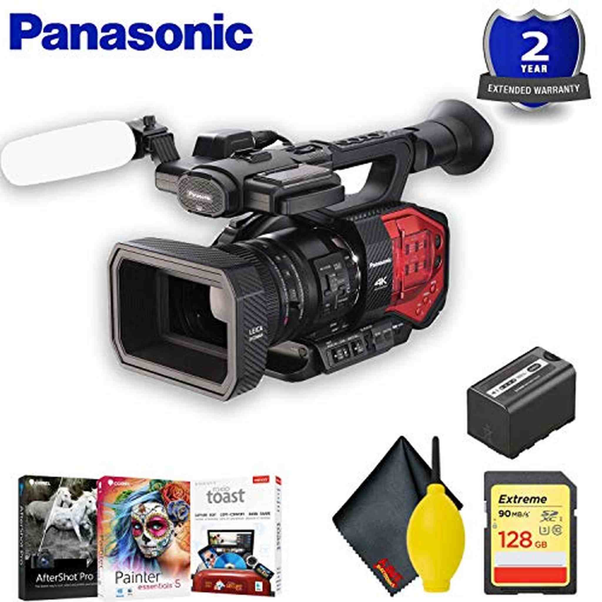 Panasonic AG-DVX200 4K Camcorder with Four Thirds Sensor and Integrated Zoom Lens Base Accessory Bundle Panasonic