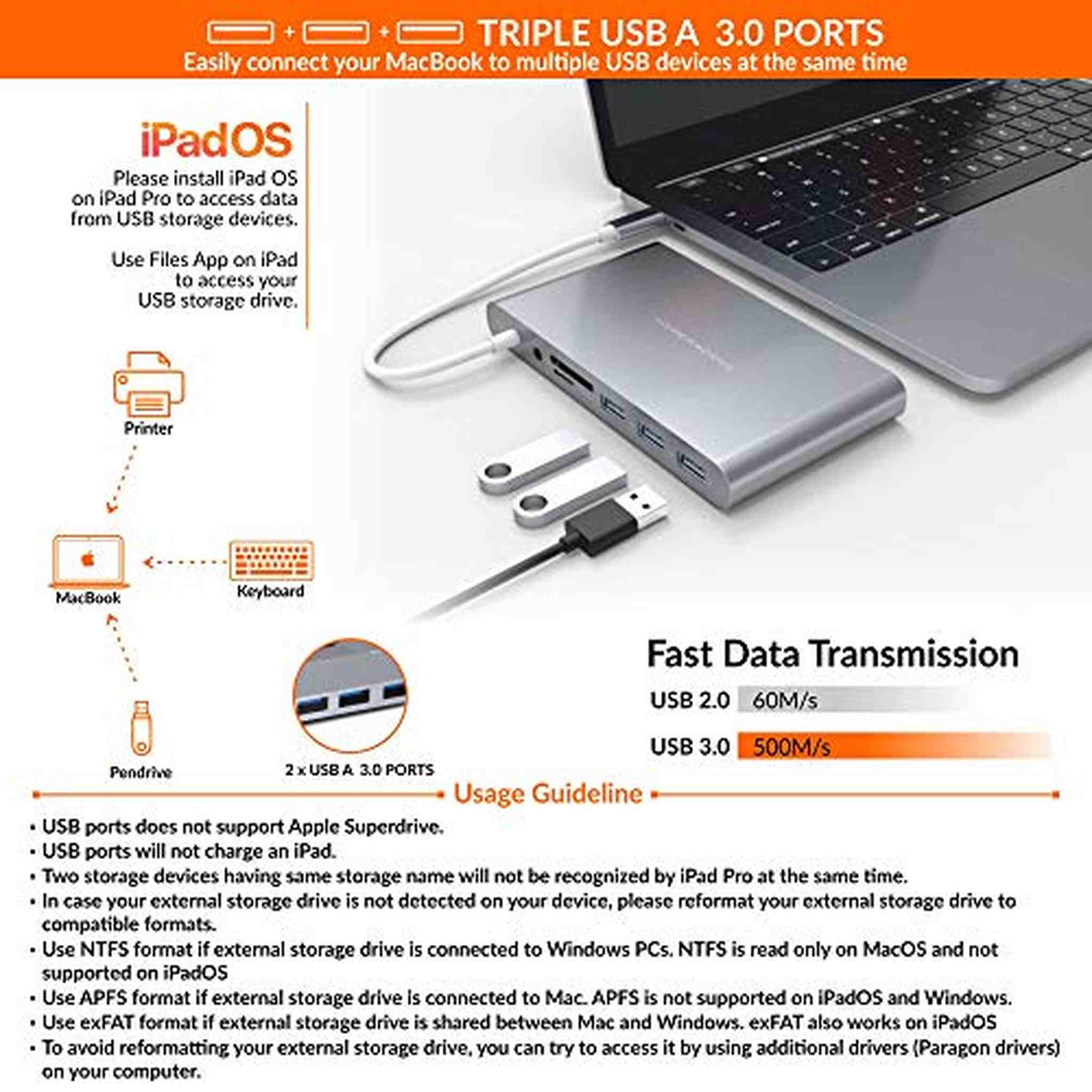 HyperDrive USB C Hub, Type C Adapter for MacBook Pro, Laptop USB-C Devices, Ultimate 11-in-1 Surface PC Docking Station w Power Delivery Charging, USBC 5Gbps Data, 4K HDMI, 3xUSB 3.1 Ports, VGA, etc - Used