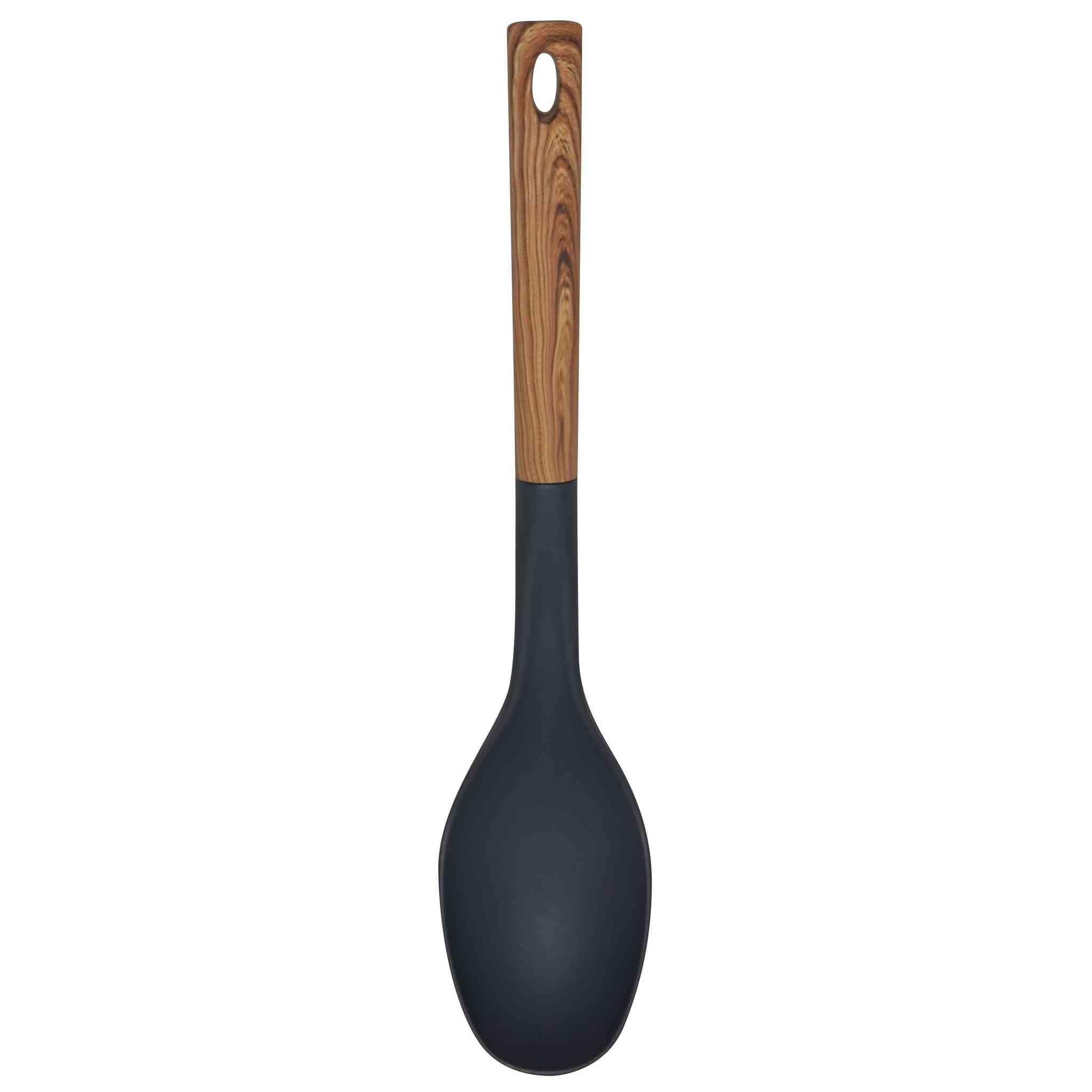 Bene Casa - Black Spoon with Wood Like Handle, Heat Resistant Bene Casa