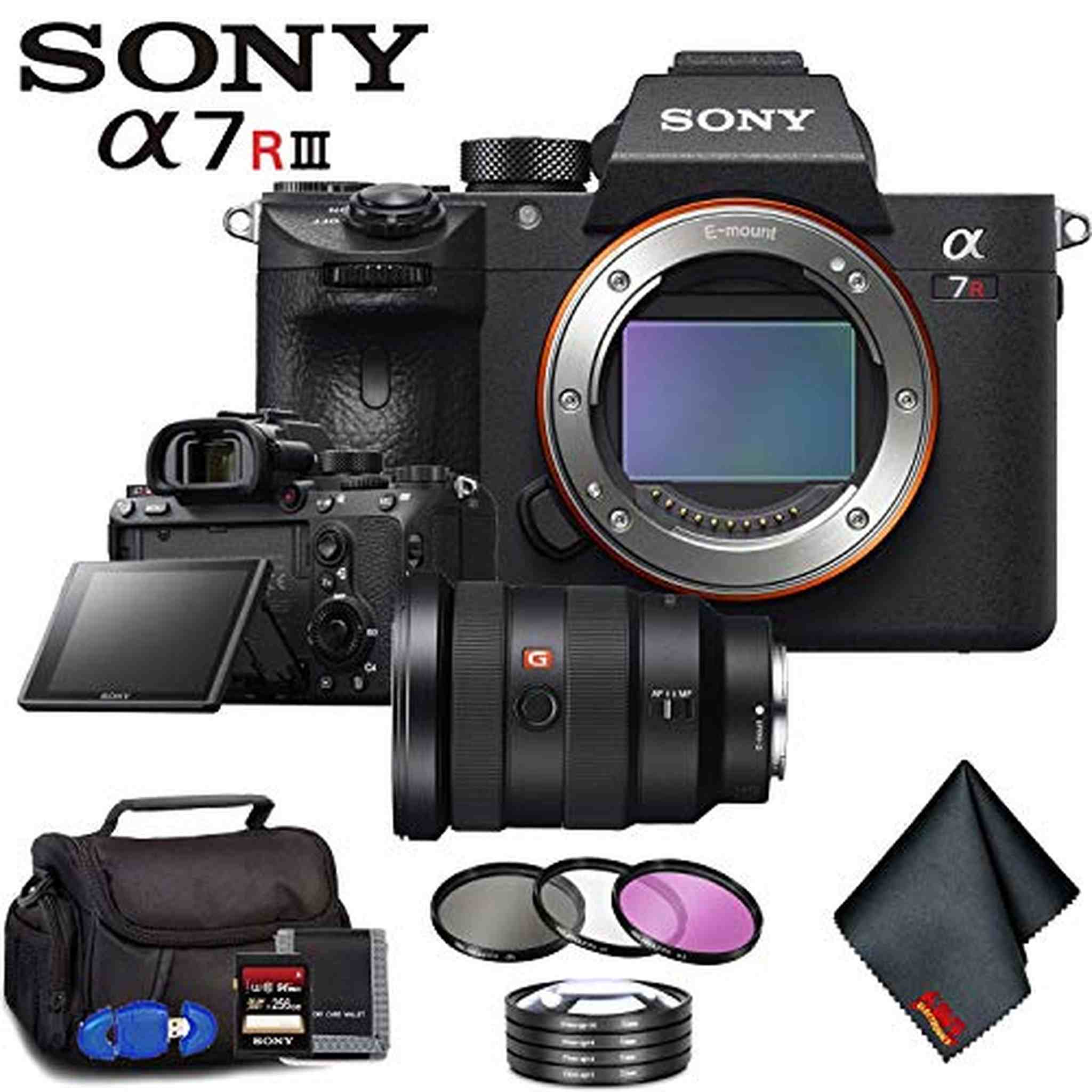 Sony Alpha a7R III Mirrorless Digital Camera Body Only + 16-35mm Lens + Filter Kit + Memory Card Kit + Carrying Case