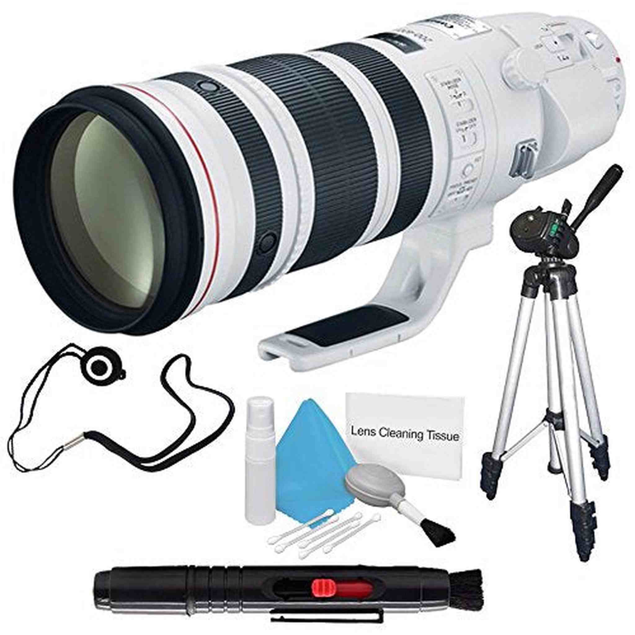 Canon EF 200-400mm f/4L is USM Lens International Model + Deluxe Cleaning Kit + Lens Cap Keeper + Full Size Tripod Bundle Canon