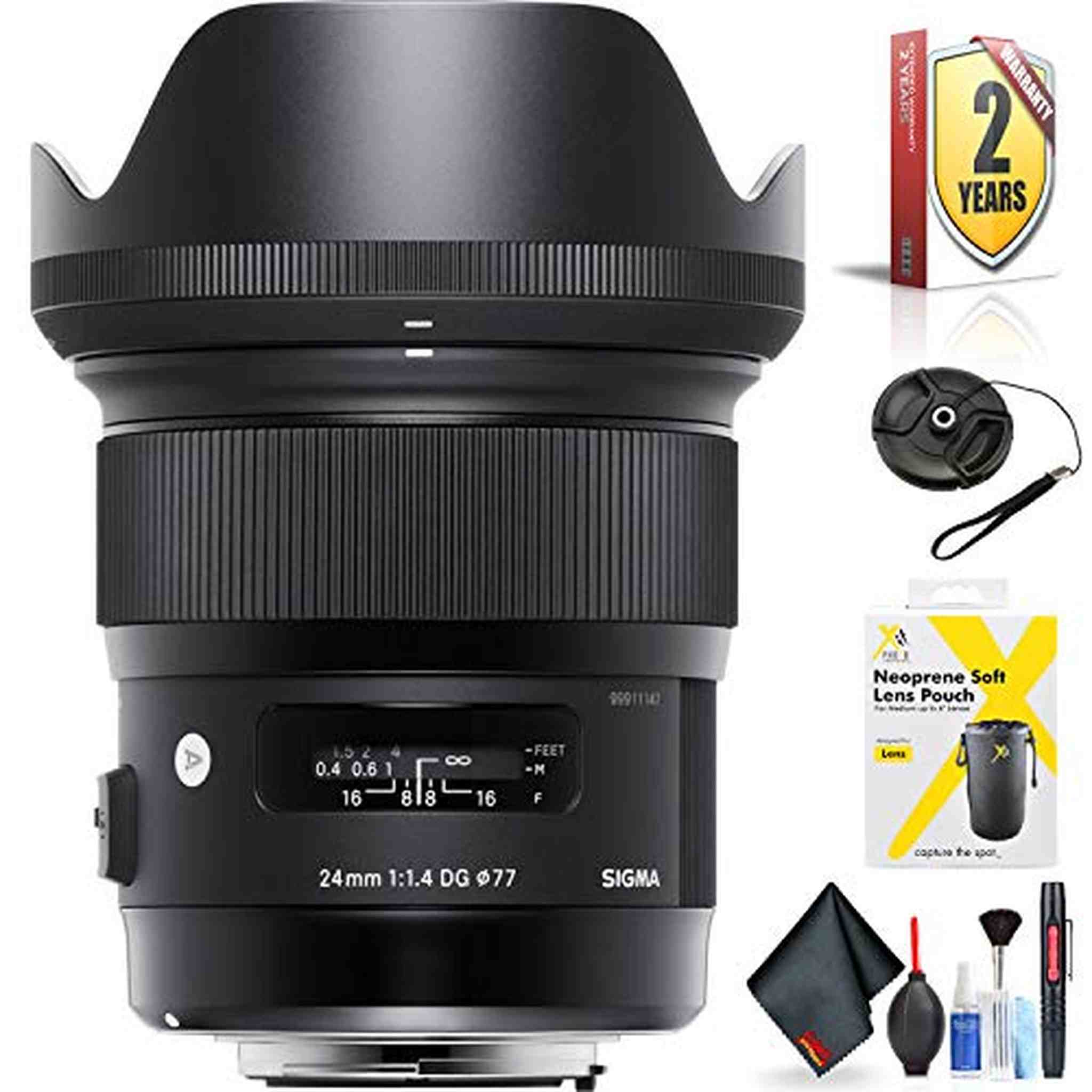 Sigma 24mm f/1.4 DG HSM Art Lens for Nikon F for Nikon F Mount + Accessories International Model with 2 Year Warranty Sigma