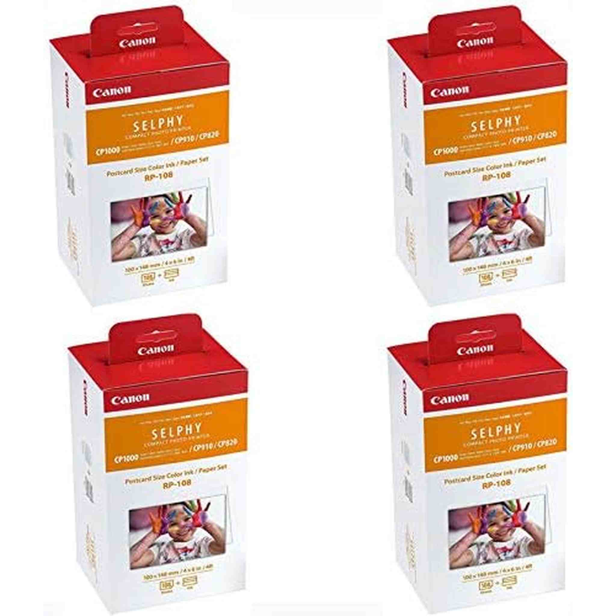 Canon Color Ink/Paper Set, For Use With SELPHY CP910/CP820/CP1200, RP-108 4-Pack Canon