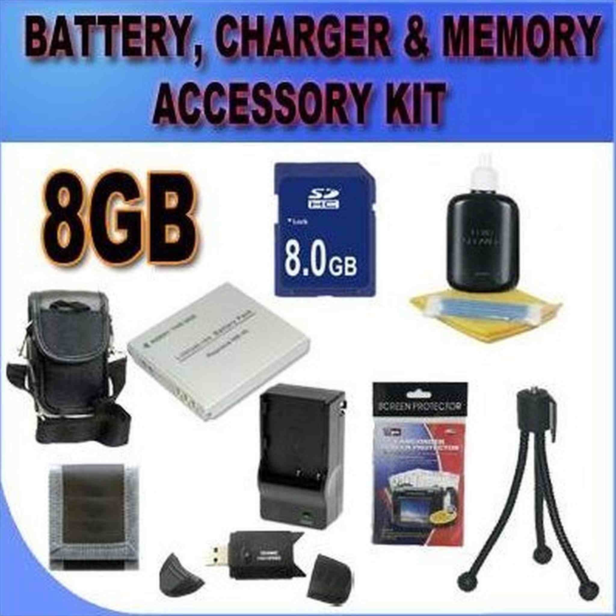 BigVALUEInc Accessory Saver Bundle Kit For Canon Powershot SD780IS, SD940IS, SD960IS, SD1100IS, SD1400IS Digital Cameras 8GB SDHC Card, Card Reader, Batteries + More!!!! Generic