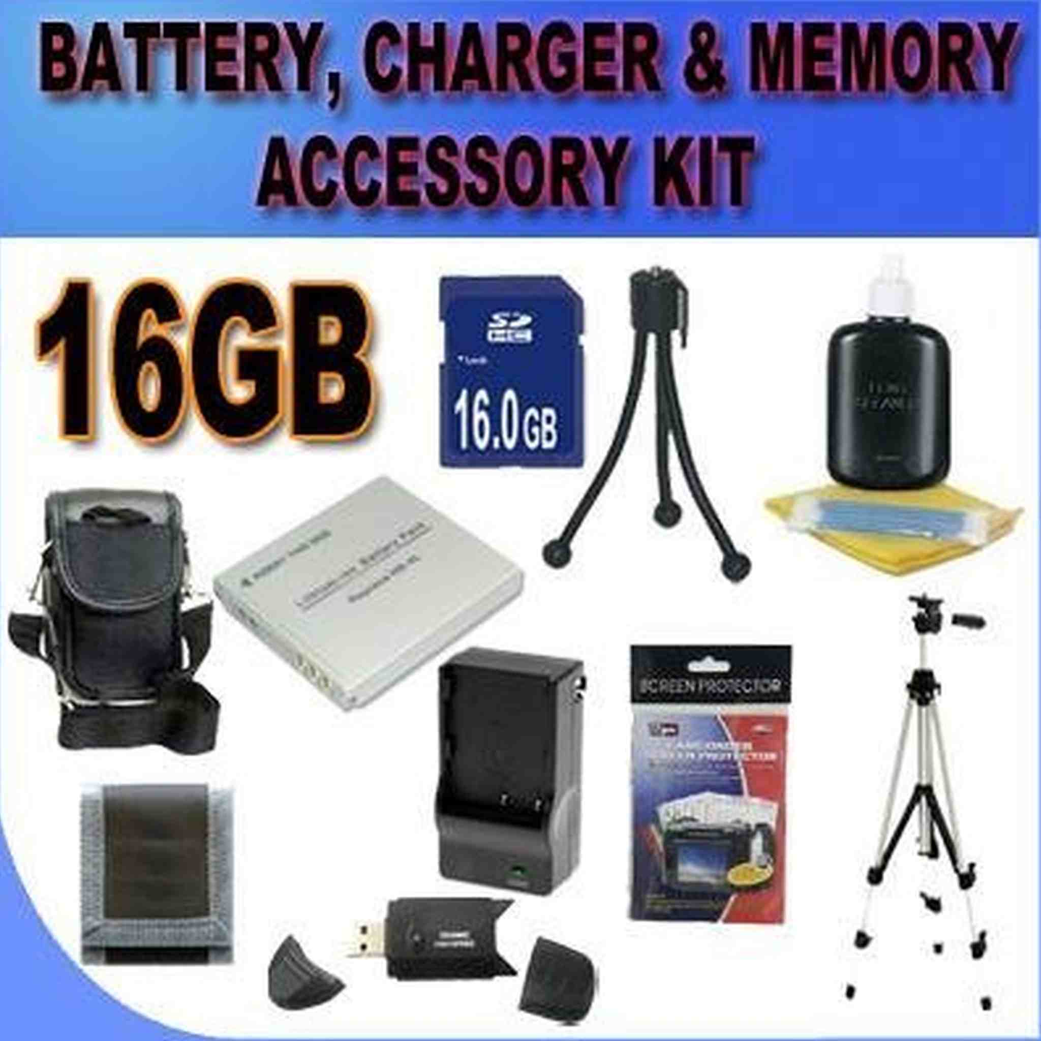 BigVALUEInc Accessory Saver Bundle Kit For Canon Powershot SD780IS, SD940IS, SD960IS, SD1100IS, SD1400IS Digital Cameras 16GB SDHC Card, Card Reader, Battery, Charger + More!!!!