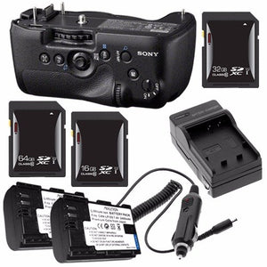 Sony Vertical Battery Grip for Alpha A99 DSLR Camera + NP-FM500H Battery + External Charger + 16GB SDHC Card + 32GB SDHC Card + 64GB SDXC Card Saver