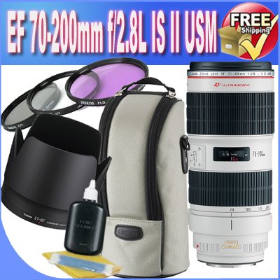 Canon EF 70-200mm f/2.8L II is USM Telephoto Zoom Lens + 77mm 3 Piece Professional Filter Kit + Lens Case + Lens & Camera Cleaning Kit!!