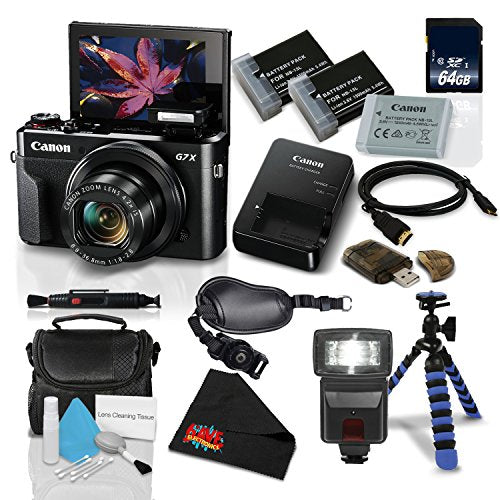 Canon PowerShot G7 X Mark II Digital Camera w/1 Inch CMOS Sensor and Tilt LCD Screen Touchscreen- Deluxe Bundle 1066C00