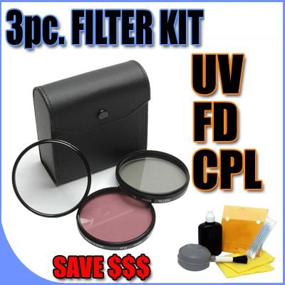 3 Piece Filter Kit UV, FD, CPL 37mm Filters w/ Hard Case for Sony Handycam HDD Hard Disk Drive Camcorders