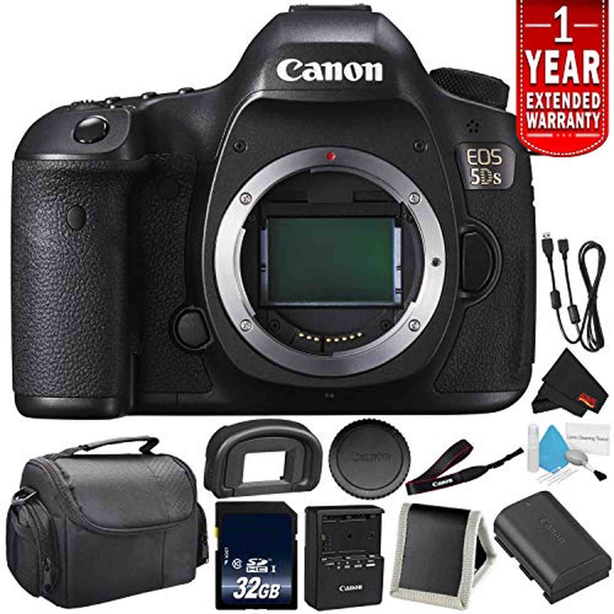 Canon EOS 5DS Digital SLR Camera 0581C002 Body Only - Camera Bundle with 32GB Memory Card International Version Starter Bundle
