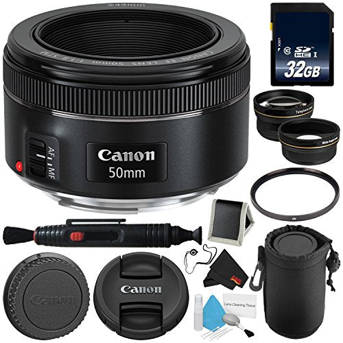 Canon EF 50mm f/1.8 STM Lens 0570C002 Professional Bundle - International Version
