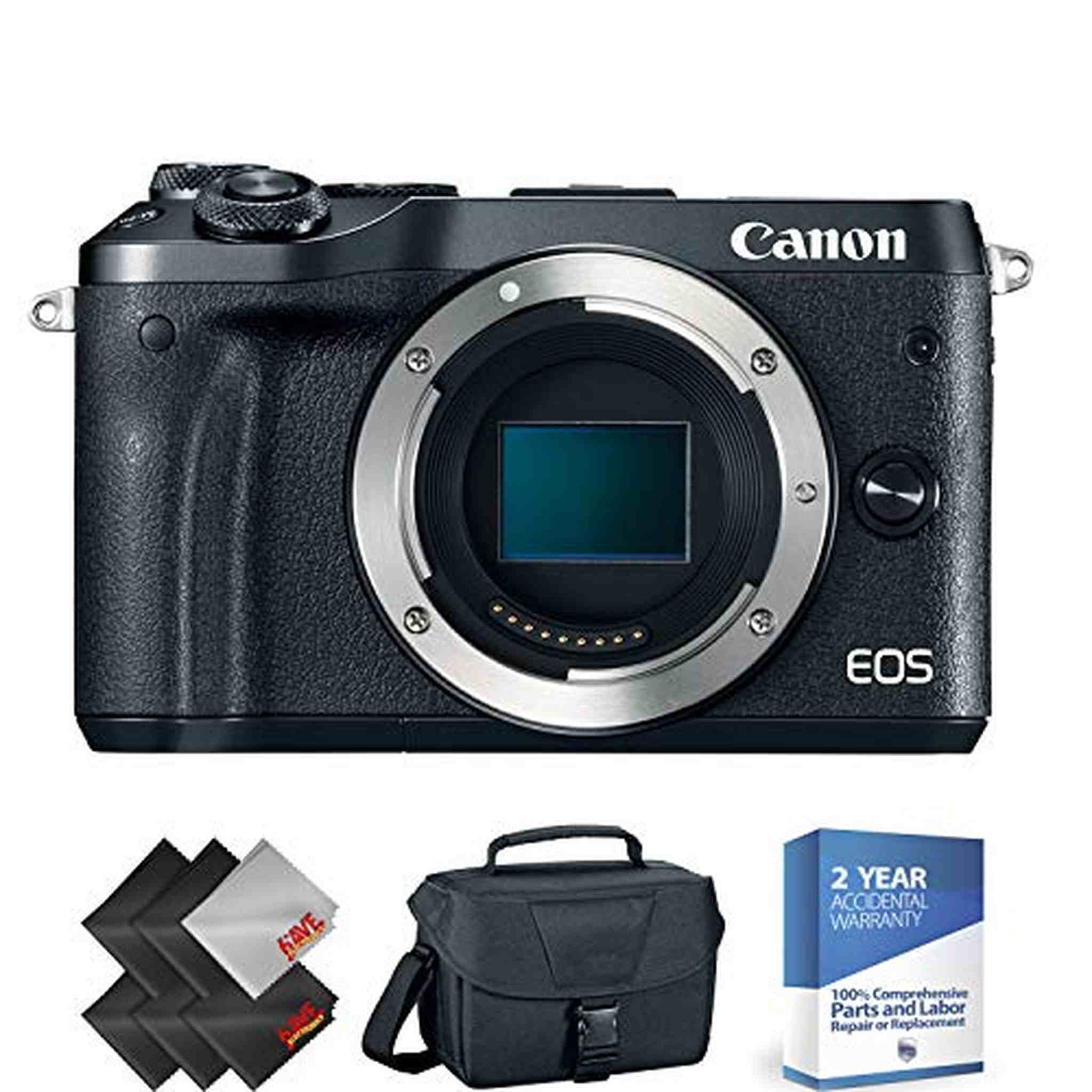 Canon EOS M6 Mirrorless Digital Camera Body Only, Black + 2 Year Accidental Warranty Canon