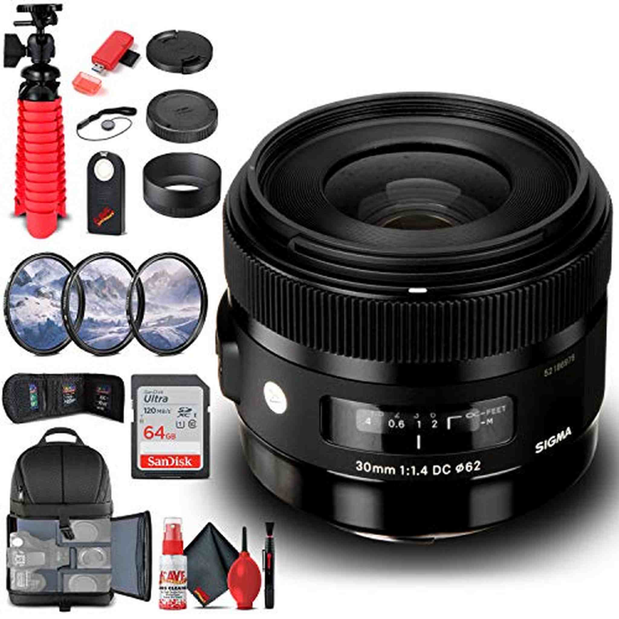 Sigma 30mm f/1.4 DC HSM Art Lens for Canon EF 301-101 Bundle Sigma