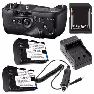 Sony Vertical Battery Grip for Alpha A99 DSLR Camera + NP-FM500H Battery + External Charger + 64GB SDXC Card Saver Bundle