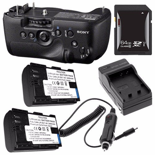 Sony Vertical Battery Grip for Alpha A99 DSLR Camera + NP-FM500H Battery + External Charger + 64GB SDXC Card Saver Bundle