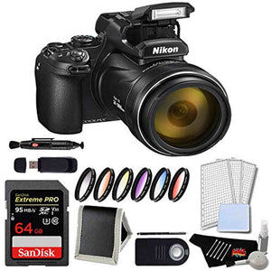 Nikon Coolpix P1000 Digital Camera Advanced Bundle w/ 64GB Memory Card and 6 Piece Filter Kit International Model Nikon