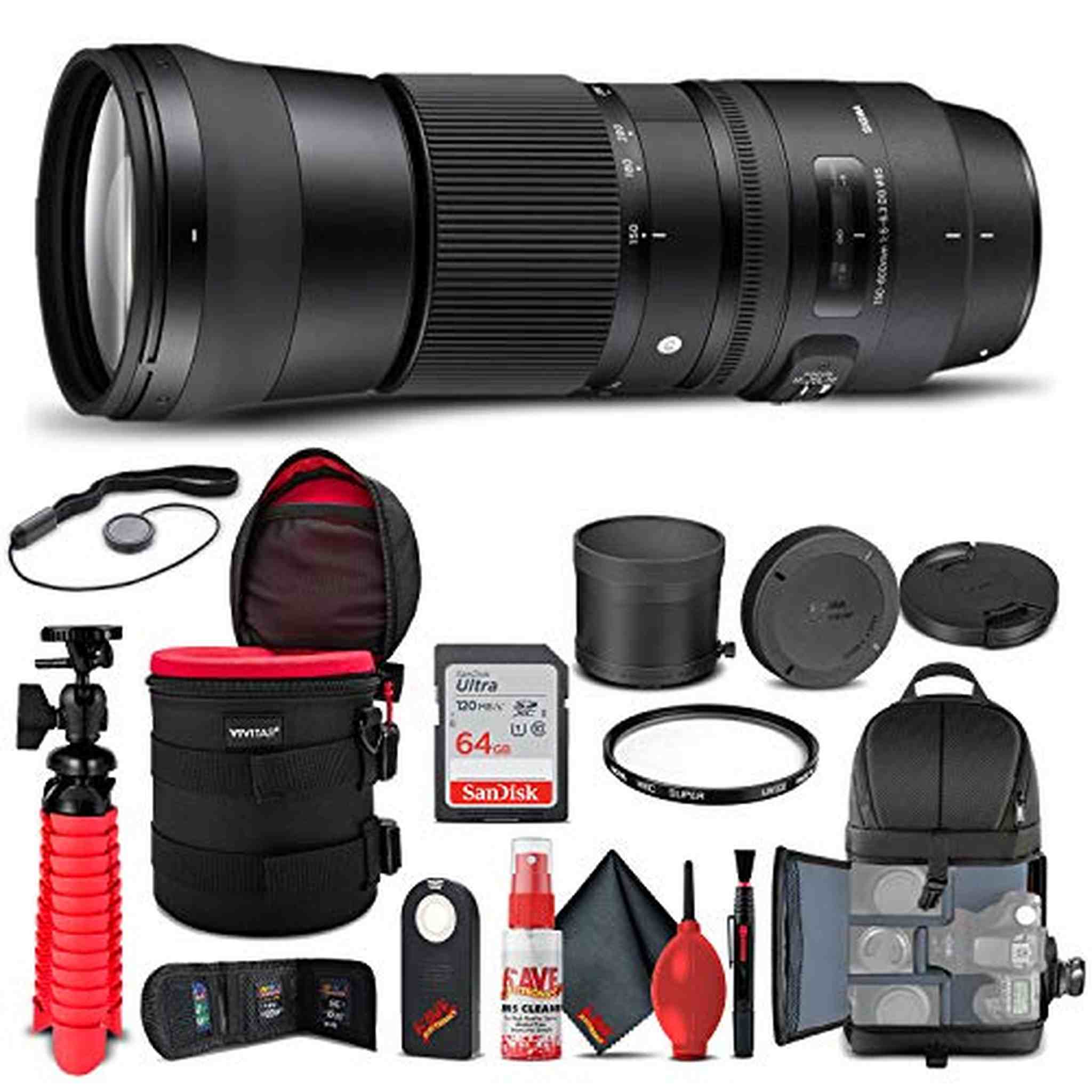 Sigma 150-600mm f/5-6.3 DG OS HSM Contemporary Lens for Nikon F 745-306 Bundle Sigma