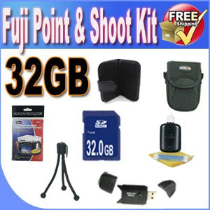 Fuji Point & Shoot Accessory Saver Bundle! 32GB SDHC Memory + USB Card Reader + Memory Card Wallet + Deluxe Camera Case w/Strap + Lcd Screen Protectors + Mini Tripod + Accessory Saver Bundle!
