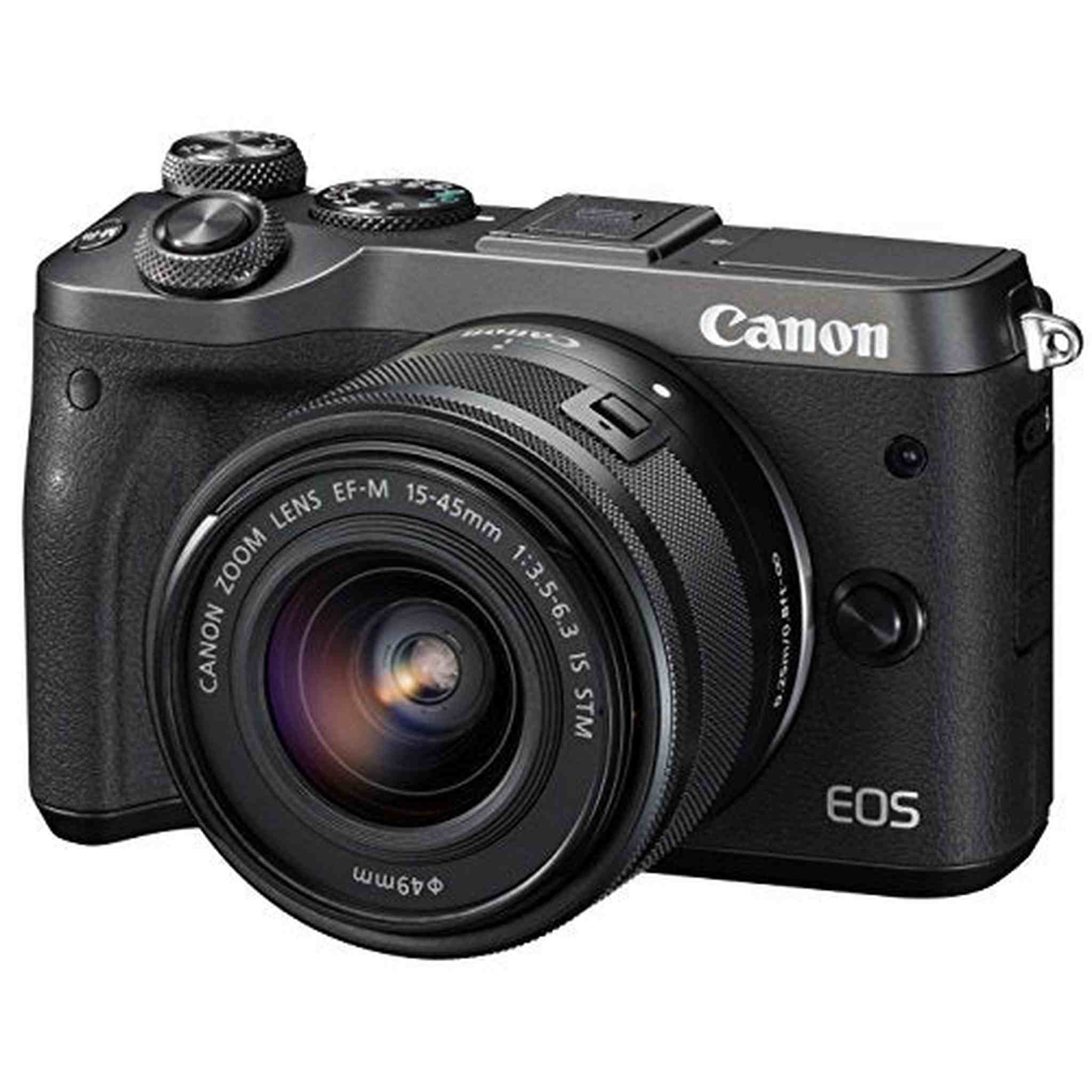 Canon mirrorless Single-Lens Camera EOS M6 Lens kit Black EF-M15-45mm F3.5-6.3 is STM- International Version No Warranty - Used Canon