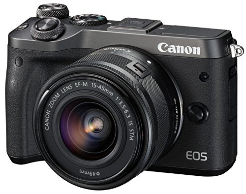 Canon mirrorless Single-Lens Camera EOS M6 Lens kit Black EF-M15-45mm F3.5-6.3 is STM- International Version No Warranty