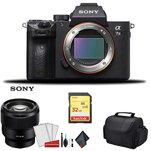 Sony Alpha a7 III Full Frame Mirrorless Digital Camera (Body Only) ILCE7M3/B - Bundle Kit with Sony FE 85mm f/1.8 Lens +