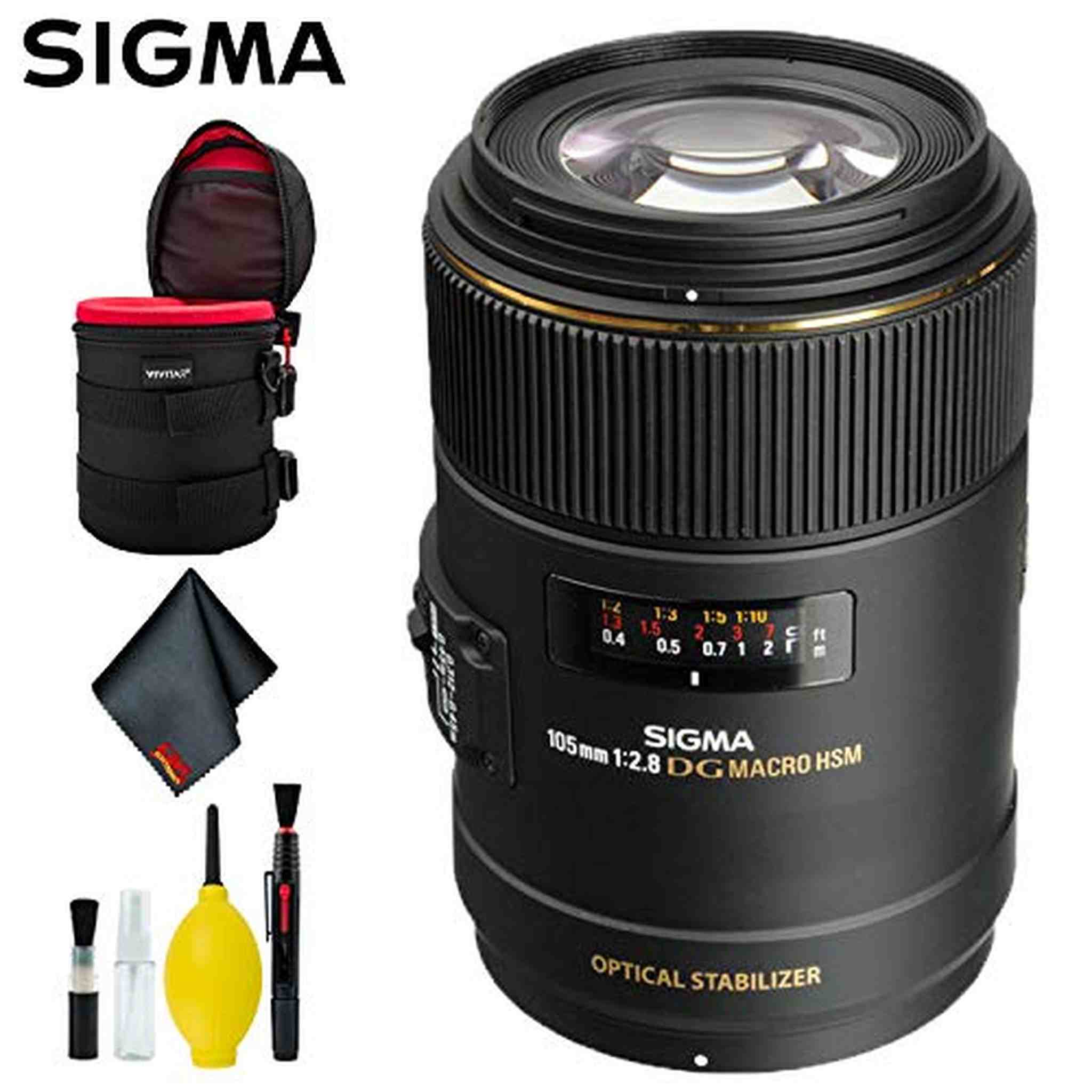 Sigma 105mm f/2.8 EX DG OS HSM Macro Lens for Nikon F Intl Deluxe Bundle Sigma
