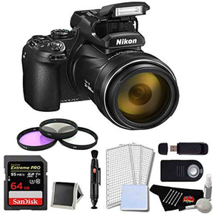 Nikon Coolpix P1000 Digital Camera Basic Bundle w/ 64GB Memory Card and Filter Kit International Model Nikon