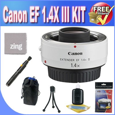 Canon EF 1.4X III Telephoto Extender for Canon Super Telephoto Lenses + Deluxe Case + Lens Pen Cleaner + Zing Microfiber Cleaning Cloth + Accessory Saver Bundle!!