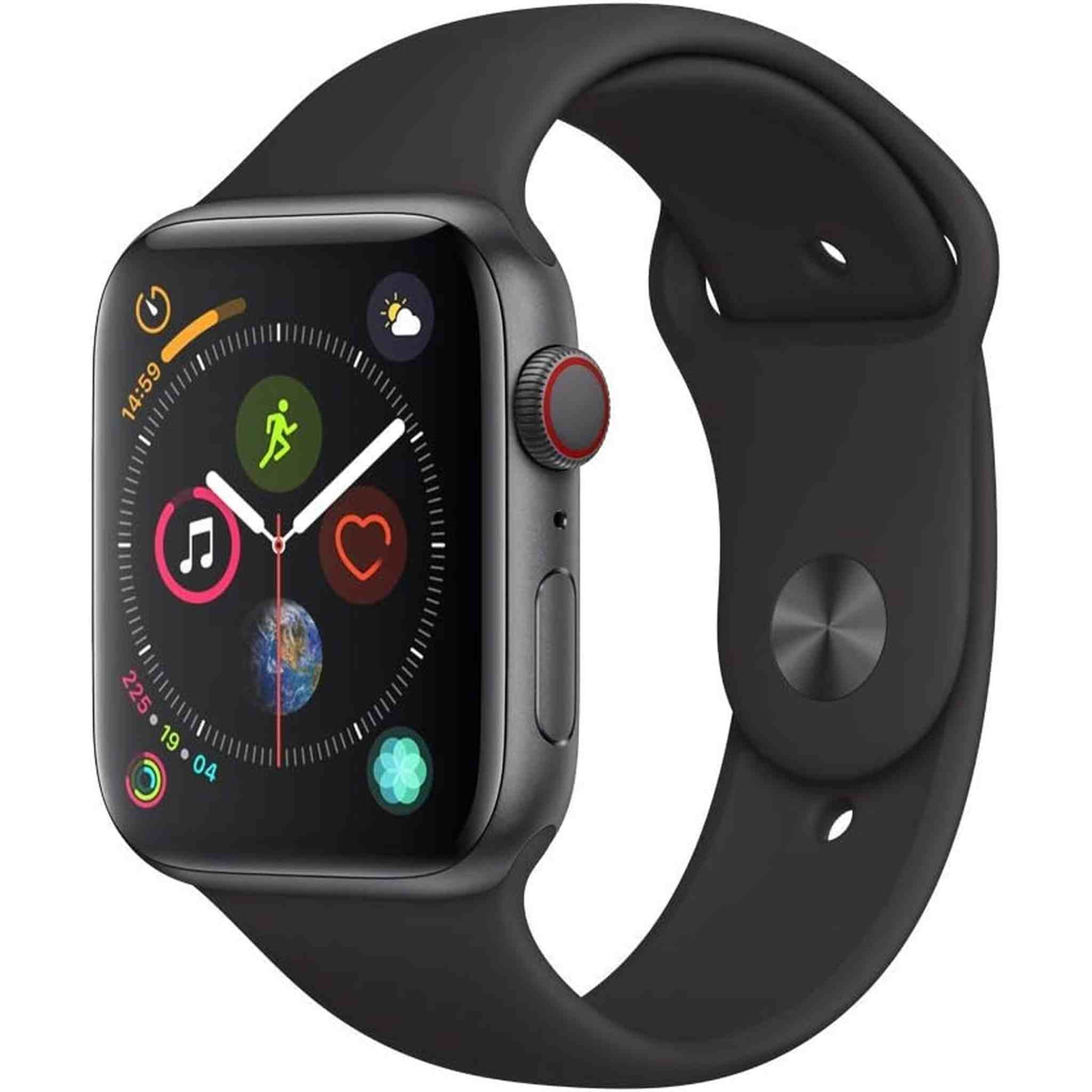 Apple Watch Series 4 GPS + Cellular, 44mm - Space Gray Aluminum Case with Black Sport Band