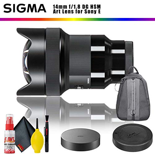 Sigma 14mm f/1.8 DG HSM Art Lens for Sony E + Backpack + Cleaning Kit