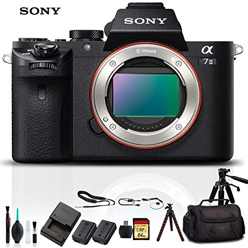Sony Alpha a7 II Mirrorless Camera ILCE7M2/B With Soft Bag, Tripod, Additional Battery, 64GB Memory Card, Card Reader , Plus Essential Accessories