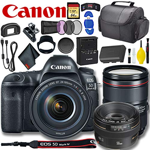 Canon EOS 5D Mark IV DSLR Camera with 24-105mm Lens (Intl Model) Plus Bundle