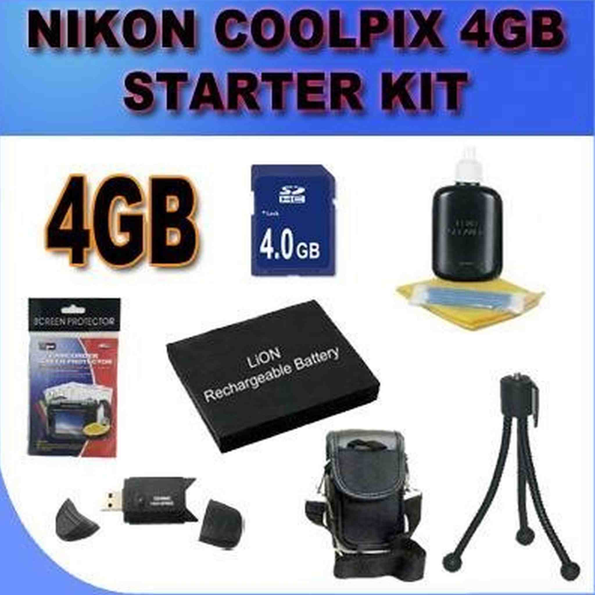 BigVALUEInc Saver Nikon Accessory Bundle - Lithium Ion Battery for Coolpix S3000 S4000 And more Models + Flexible Mini Table Top Tripod + MORE!