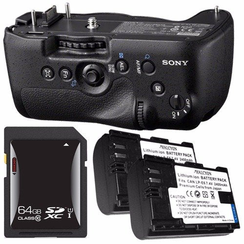 Sony Vertical Battery Grip for Alpha A99 DSLR Camera + NP-FM500H Battery + 64GB SDXC Card Saver Bundle