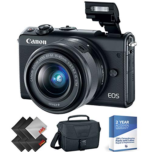 Canon EOS M100 Mirrorless Digital Camera with 15-45mm Lens (Black) + 2 Year Accidental Warranty